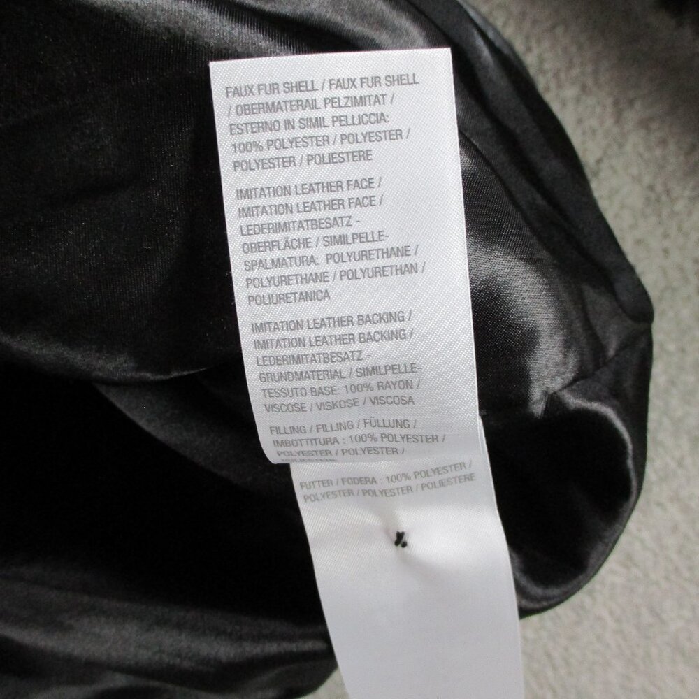 Dennis by Dennis Basso Coat Womens XL Black Faux Fur Button Front Quilted Trim - Picture 5 of 8